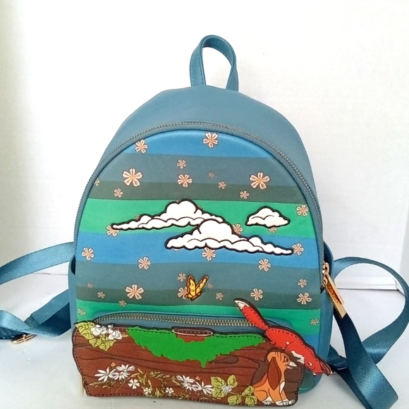 Disney‎ Fox and the Hound Mini Backpack Scenic Nature Design Gold Hardware Teal main image 6